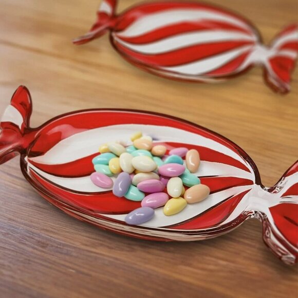 Macys Peppermint Shaped Candy Snack Serving Dish Christmas New Year Party Gift - Picture 4 of 8